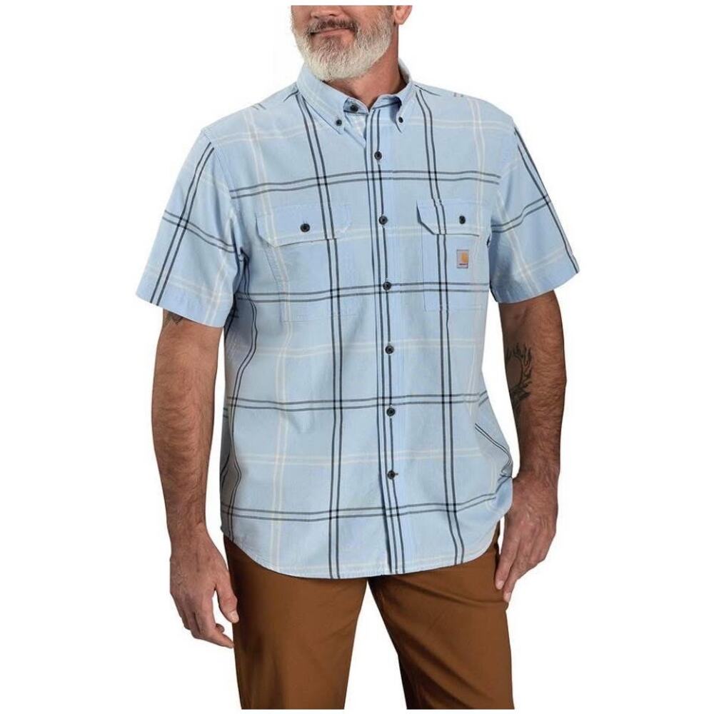 NWT Carhartt Loose Fit Mid-Weight Plaid Short Sleeve Button Up Size M